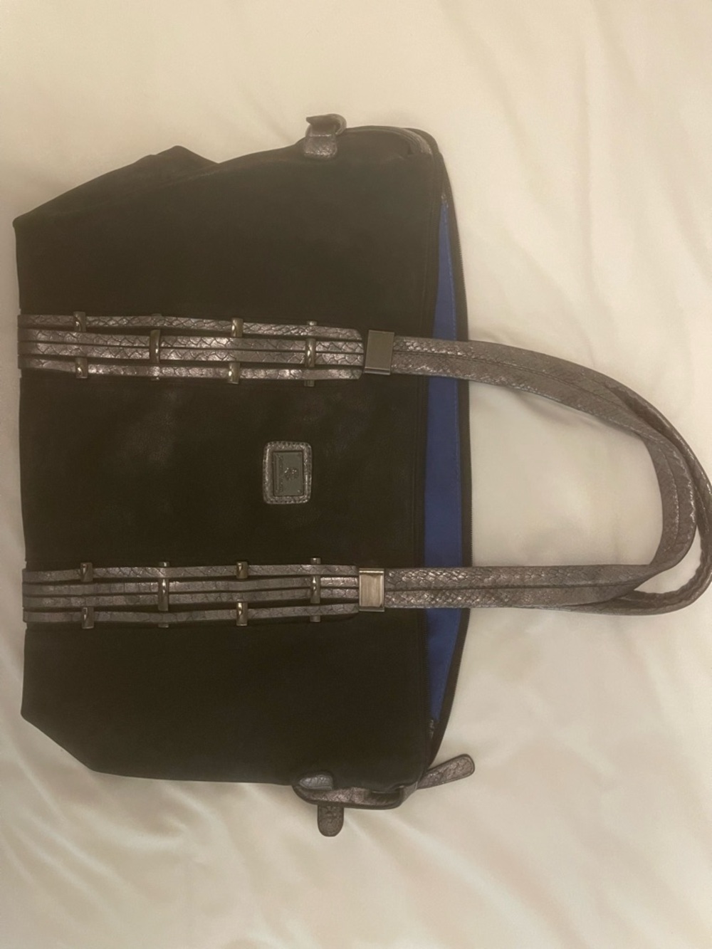 Christian Lacroix Black Shoulder Bag with Blue Accent